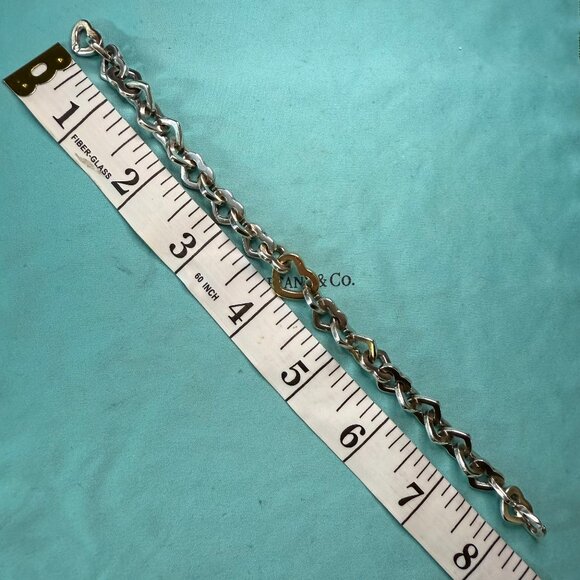 🩶 Tiffany & Co. Sterling Silver & 18K Yellow Gold Heart Bracelet – 8.5” & Box - Picture 1 of 8